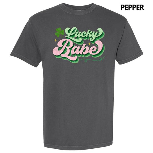 Lucky Babe Shamrock Comfort Colors T-Shirt Hoodie, Sweatshirt | WearSparks.com