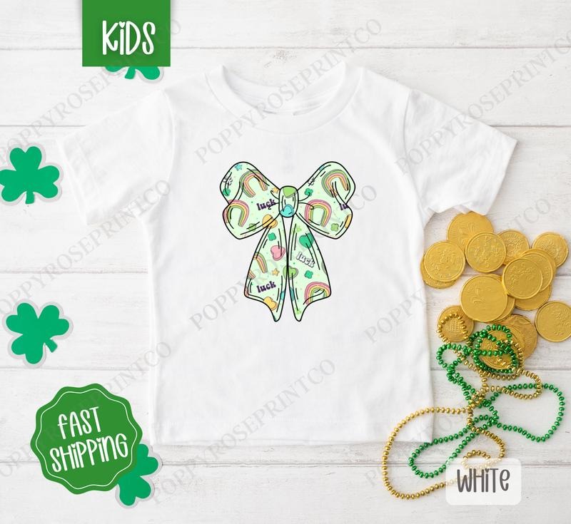 Lucky Charm Bow St Patrick Kids Shirt - St Patrick's Day Children's Tshirt