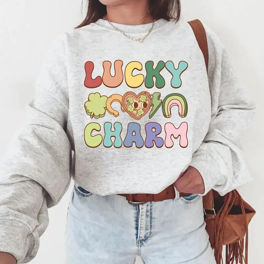 Lucky Charm Sweatshirt, St Patricks Day T-Shirt, Four Leaf Clover Tee Shirt, Feeling Lucky Sweater, Irish Day Shirt,...