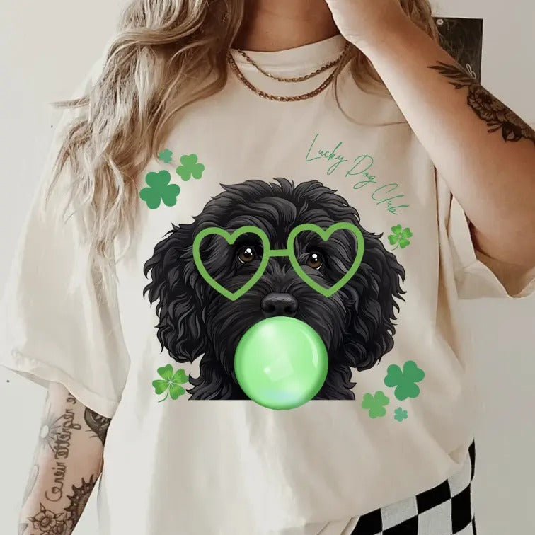 Lucky Dog Black Goldendoodle Shirt ~ Unisex Apparel Relaxed Fit Printed In The USA Clothing Womenswear Casual Comfort...
