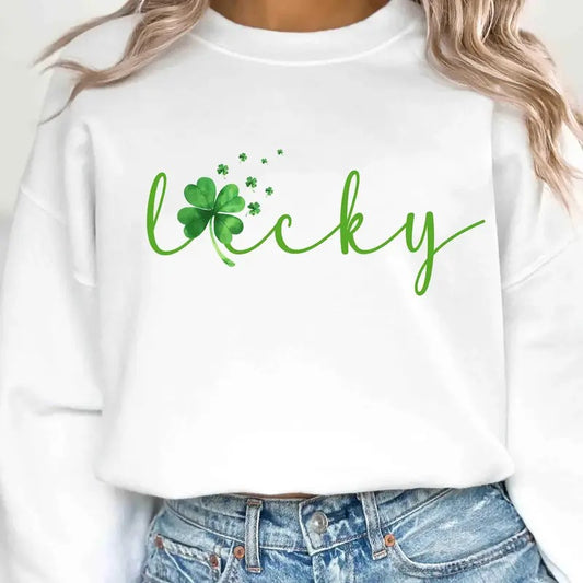 Lucky Four Leaf Clover Sweater, St Patricks Day T-Shirt, Lucky St Patrick's Day Tee Shirt, St Pattys Day Sweatshirt,...