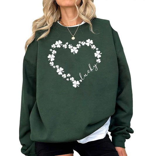 Lucky Heart Shamrock Sweatshirt, Love Clover Hoodie, Shamrock Sweatshirt, St Patrick's Day Sweatshirt, St. Patrick's Day...