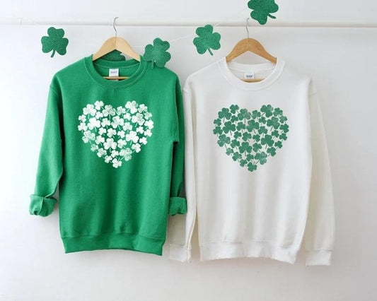 Lucky Heart Sweatshirt, Heart Shamrock Sweatshirt, St Patricks Hoodie, Saint Patricks Gift, Irish Sweater, St Paddys...