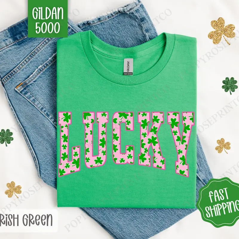 Lucky St Patrick Shirt Gildan, St Patrick's Day Women's Tee, Cute Women's Tshirt Plus Sizes Hoodie, Sweatshirt