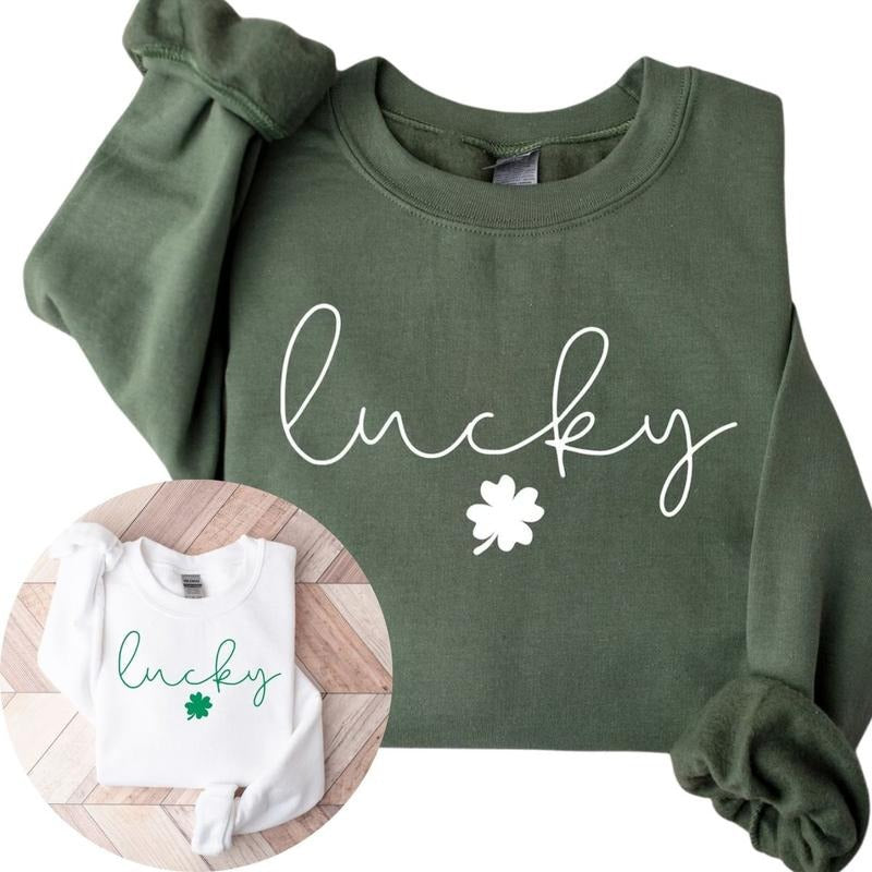 Lucky Sweatshirt, Clover Sweatshirt, St Patricks Day Sweatshirt T-Shirts, Hoodie | WearSparks.com