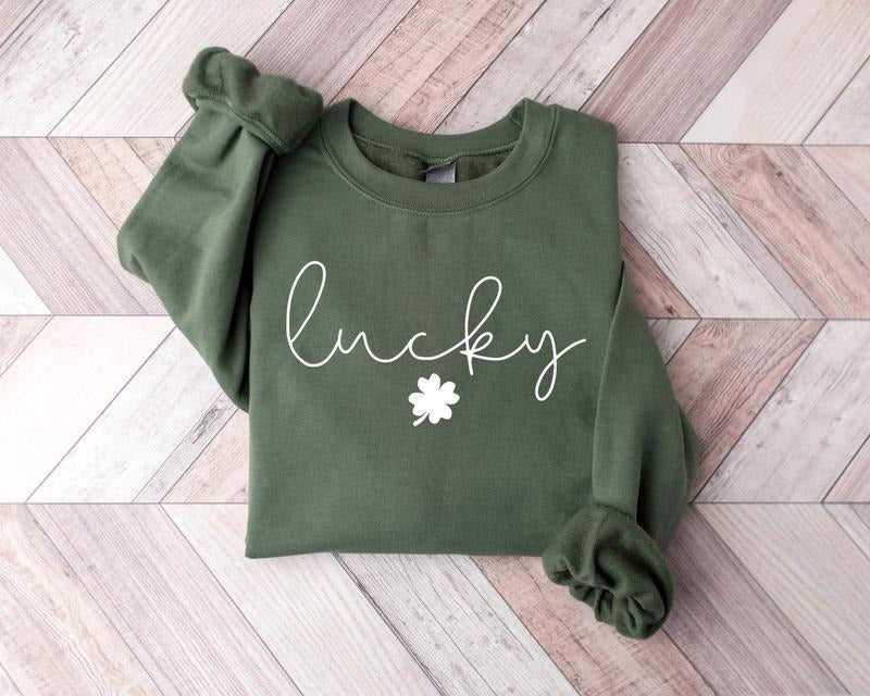 Lucky Sweatshirt, Lucky St Patricks Day Sweatshirt, Clover T-shirt,  Saint Patrick's Tee, Lucky Sweater, Clovers, Simple...