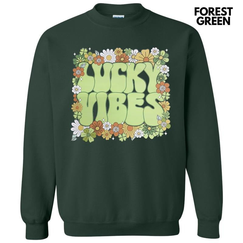 Lucky Vibes Floral Sweatshirt T-Shirts, Hoodie | WearSparks.com