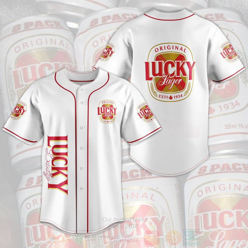 FASHION Lucky Lager Baseball Jerseys Botton Shirt