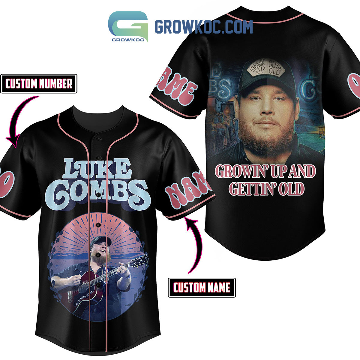 Luke Combs Growing’ Up And Getting Old Tour Personalized Baseball Jersey