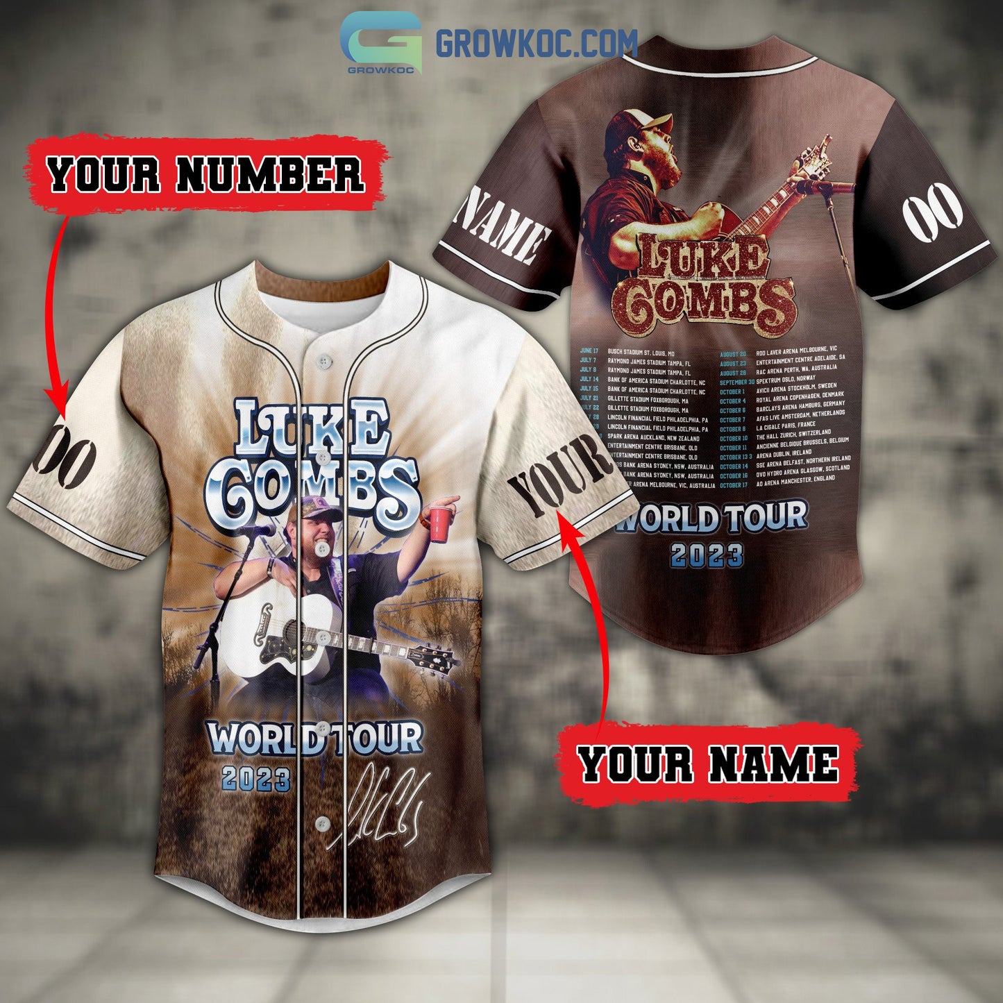 Luke Combs World Tour 2023 Personalized Baseball Jersey