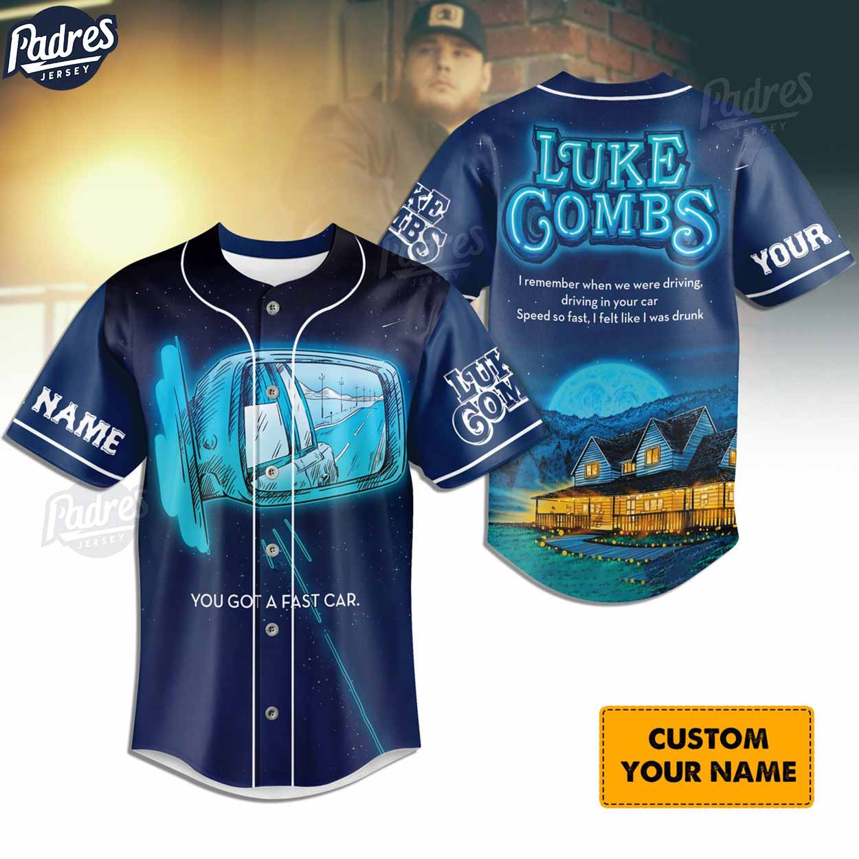 Luke Combs You Got A Fast Car Baseball Jersey Shirt (Image 1)