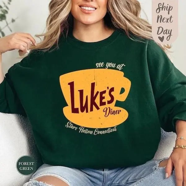 Luke's Diner Sweatshirt, Stars Hollow Luke's Diner Sweatshirt, Autumn Festival Sweatshirt, Stars Hollow Hoodie, Stars...
