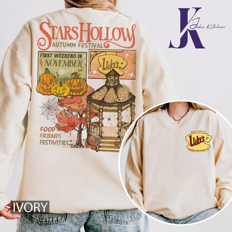 Luke's Stars Hollows 2-Side Comfort Color Shirt, Autumn Festival Shirt, Stars Hollow First Weekend of November, Retro...