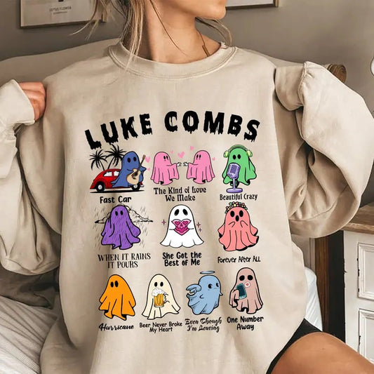 Lukes Combs Ghost Halloween Shirt Halloween Music Tee Shirt Concert Gift For Men Women, Horror Halloween Shirt,...