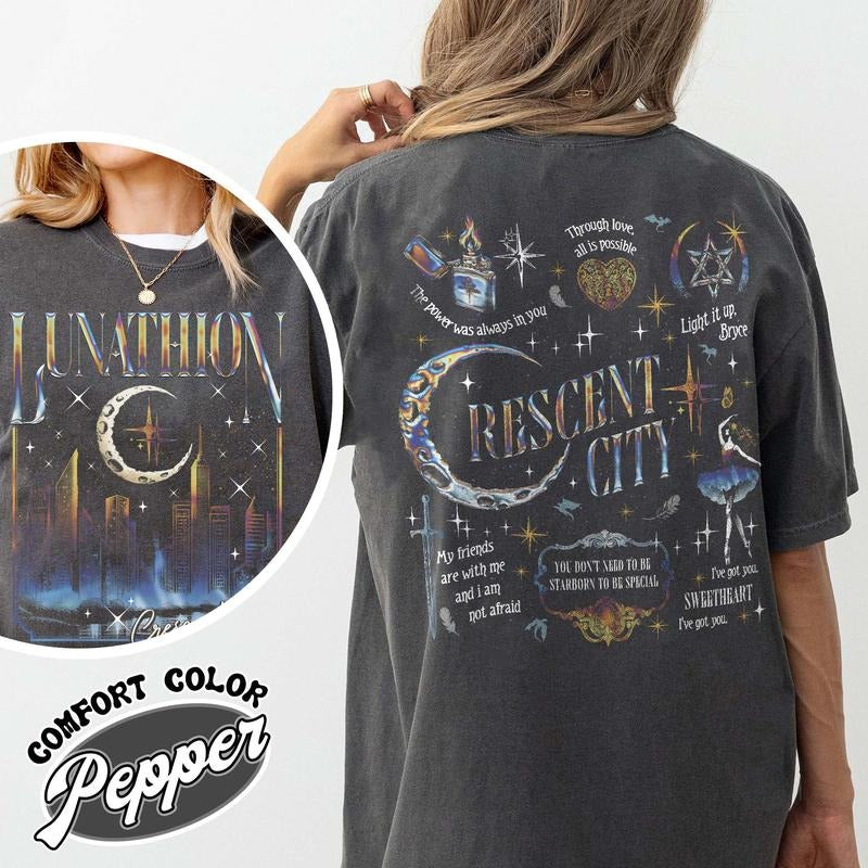 Lunathion Crescent City Shirt, Bryce Quinlan Merch, Crescent City Sjm Merch, House of Earth and Blood, Through Love, All...