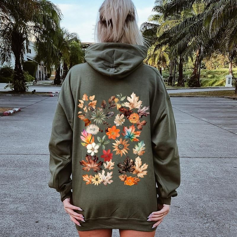 Lush Leaves Artistic Floral Print Hoodie T-Shirts, Sweatshirt | WearSparks.com