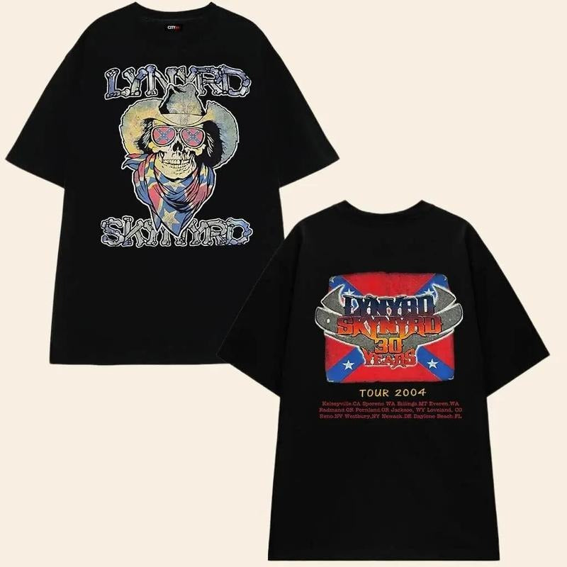 Lynyrd Skynyrd 30 Years Tour Rock Band Tee T-Shirt Perfect Everyday Tee HipHop Style Trendy Cotton with Graphic Print...
