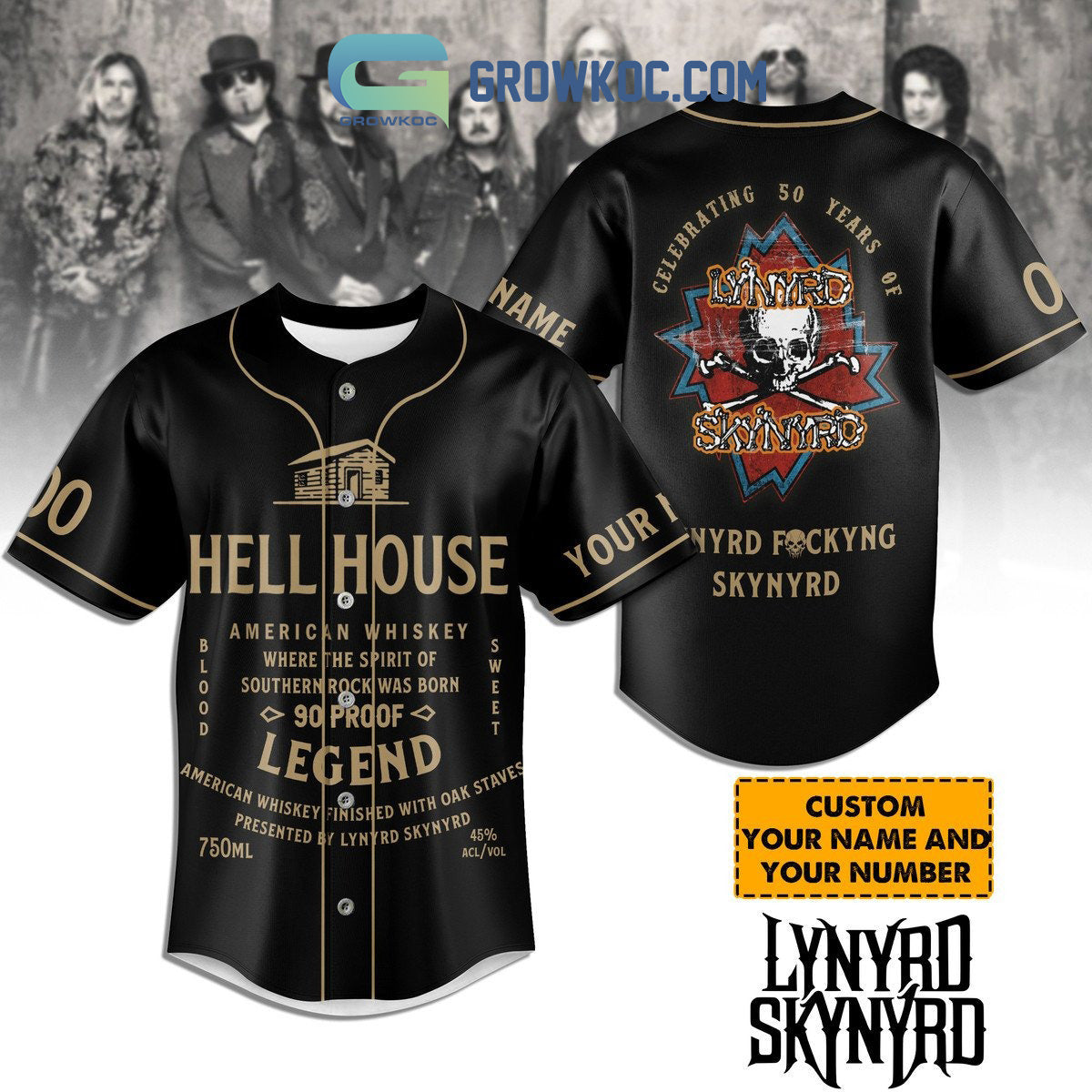 Lynyrd Skynyrd Hell House Celebrating 50 Years Of The Memories Personalized Baseball Jersey
