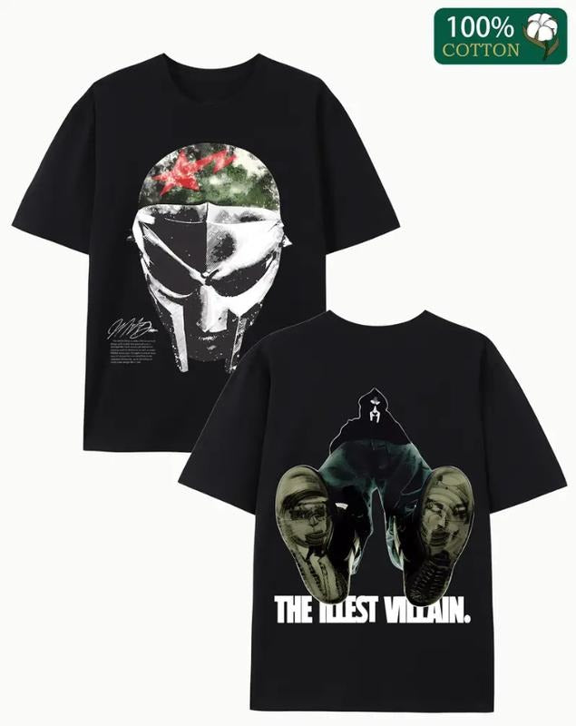 M.f Doomm Villain Graphic Tee, The Illest Villain Design Shirt, Street Style Black T-Shirt, Unisex Menswear Womenswear...