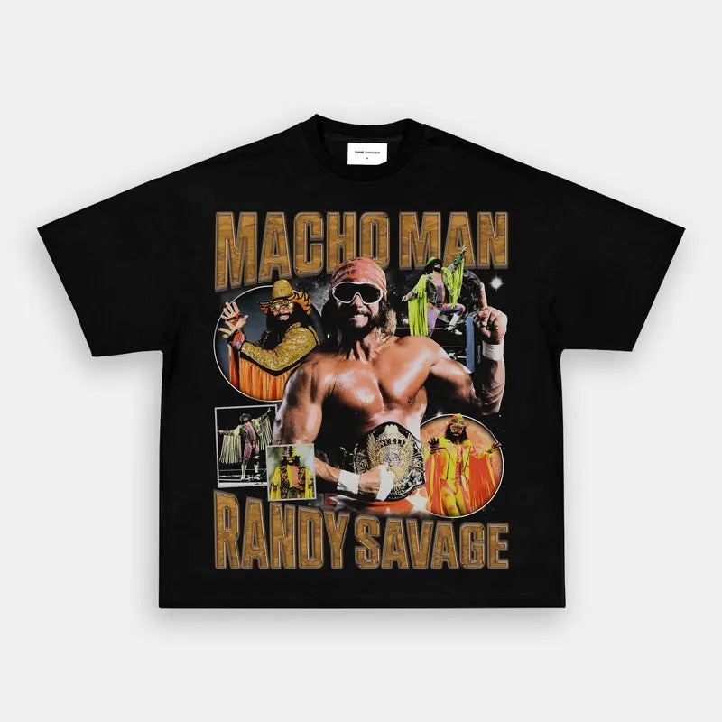 MACHO MAN TEE, Wrestling Graphic Tee, Sports T-shirt, Athlete Shirt, Wrestling Gift, Fitness Tee Crewneck Clothing Cotton...