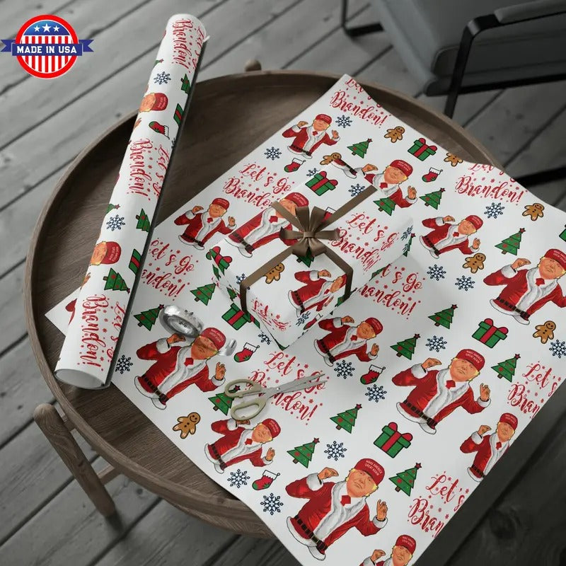 MAGA Trump Wrapping Paper for Gifts - Pro Trump Let's Go Brandon Christmas Gift Wrap Brandon Maga Gift Wrap Santa Trump...