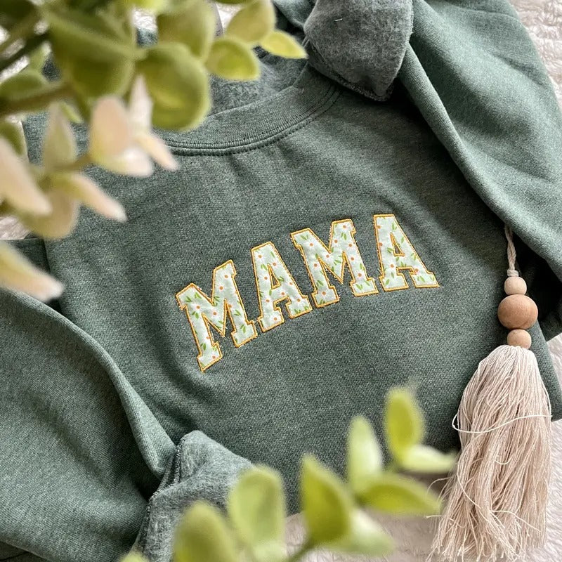 MAMA Floral Applique Sweatshirt T-Shirts, Hoodie | WearSparks.com