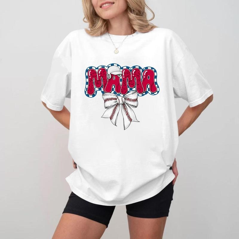 MAMA White Bow T-shirt, Soft Cotton Unisex Crewneck Hoodie, Sweatshirt | WearSparks.com