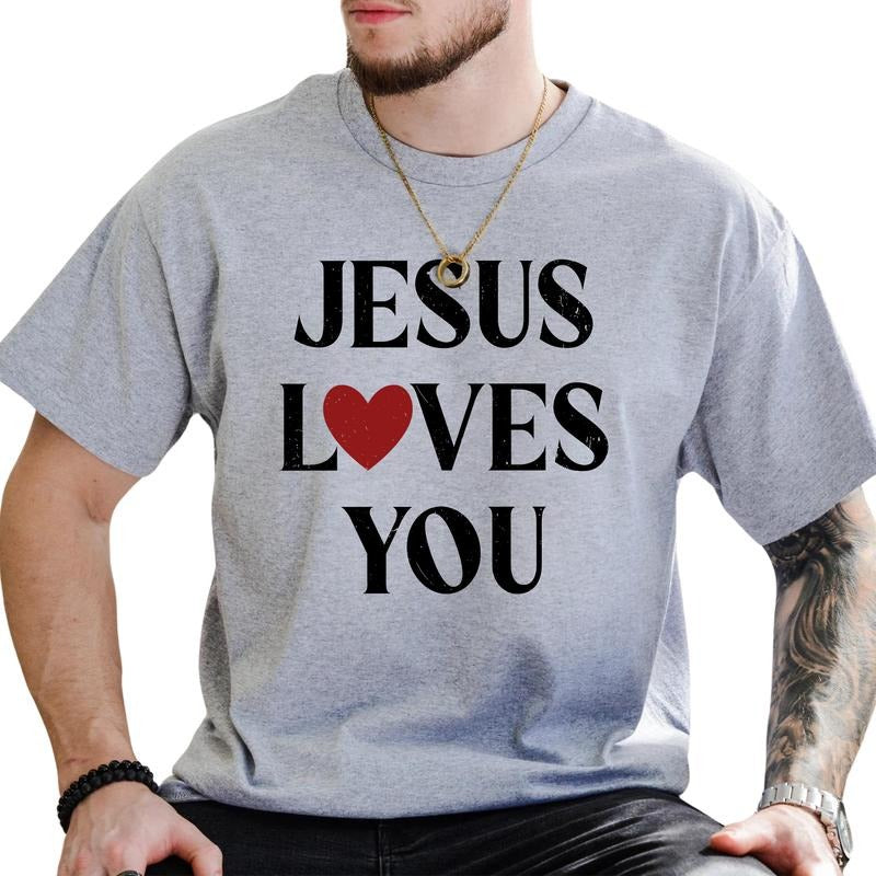 MAPTEES Jesus Loves You Vintage Graphic Tee, Bible Verse T-shirt For Men, Faith Based Shirt, Jesus is King Men Tee,...