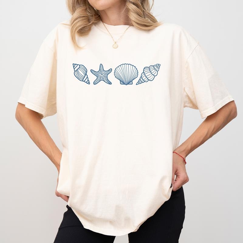 MAPTEES Retro Seashell Comfort Colors Shirt, Beach Lovers T-shirt, Beach Vibes Graphic Tee, Summer Vibes Tee, Summer Gift...