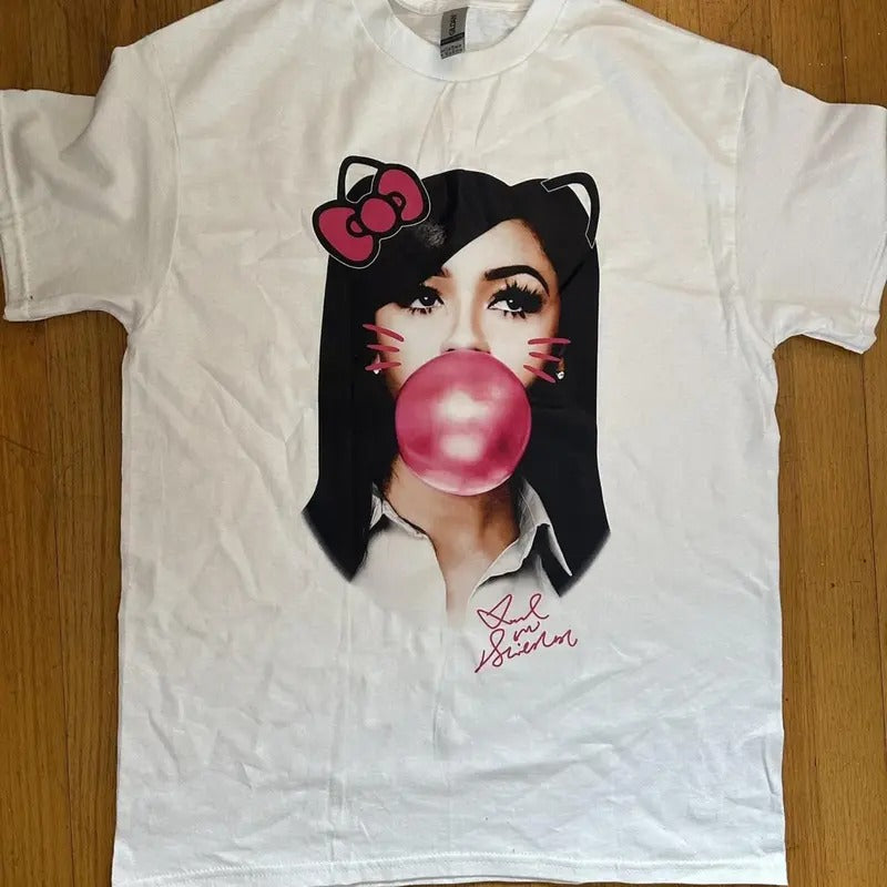 MARIAH THE SCIENTIST Pink Kitty BUBBLE GUM GRAPHIC T-SHIRT Top Womenswear Hoodie, Sweatshirt | WearSparks.com