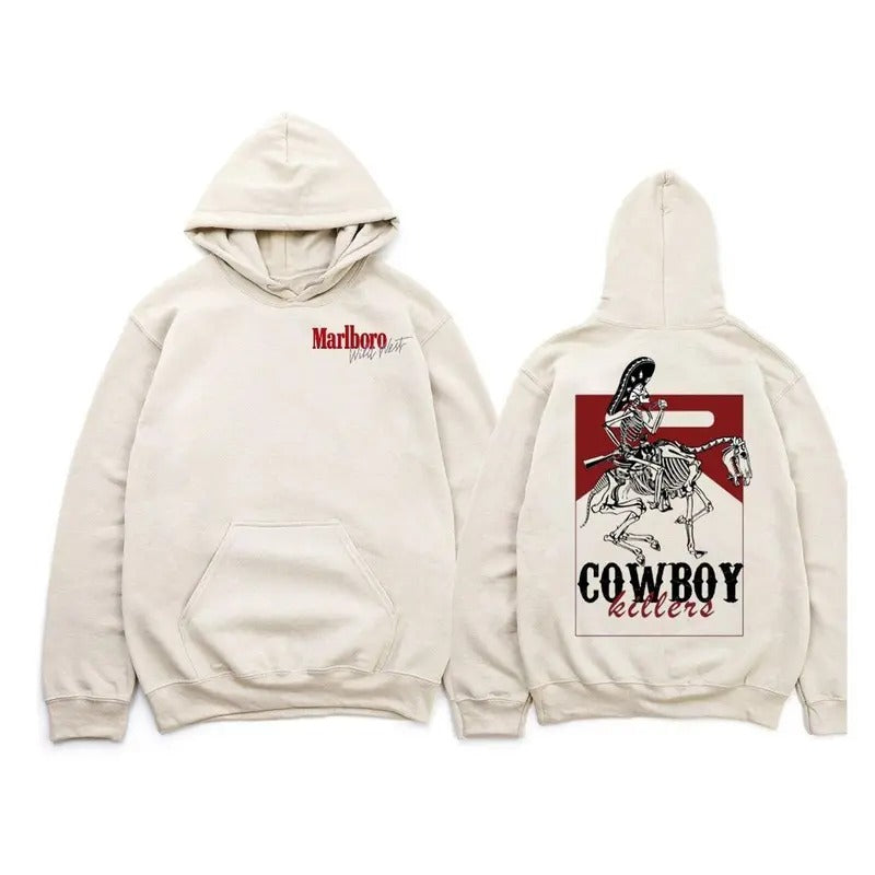 MARLBORO Cowboy Killer Hoodie, Unisex SweatShirt, 2 side-Crewneck GIldan T-shirt, Cowboy Killer Shirt | WearSparks.com