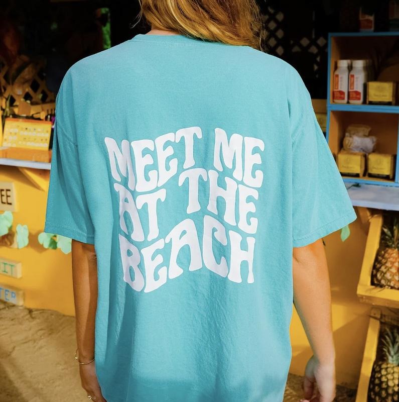 MEET ME AT THE BEACH OVERSIZED COMFORT COLOR UNISEX BEACH SHIRT COTTON Casual Fabric Hoodie, Sweatshirt | WearSparks.com
