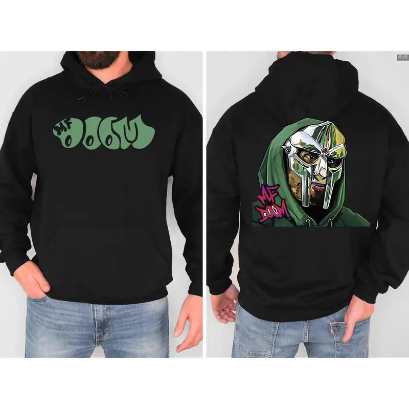 MF DOOM Operation Doomsday Grey Drawstring Fleece Chest Hoodie, Retro Crewneck, Gift For Lovers, Cotton, Trendy...