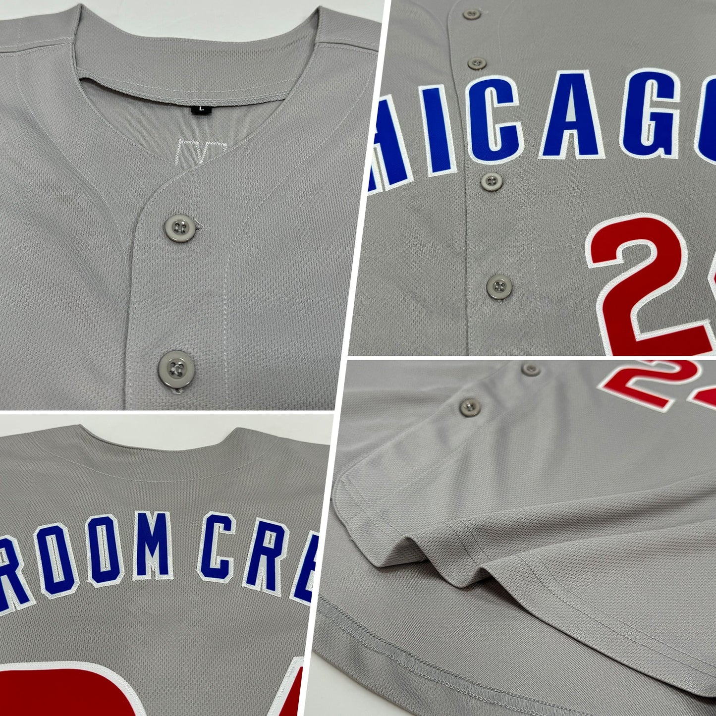 Custom Gray Red-Royal Baseball Jersey