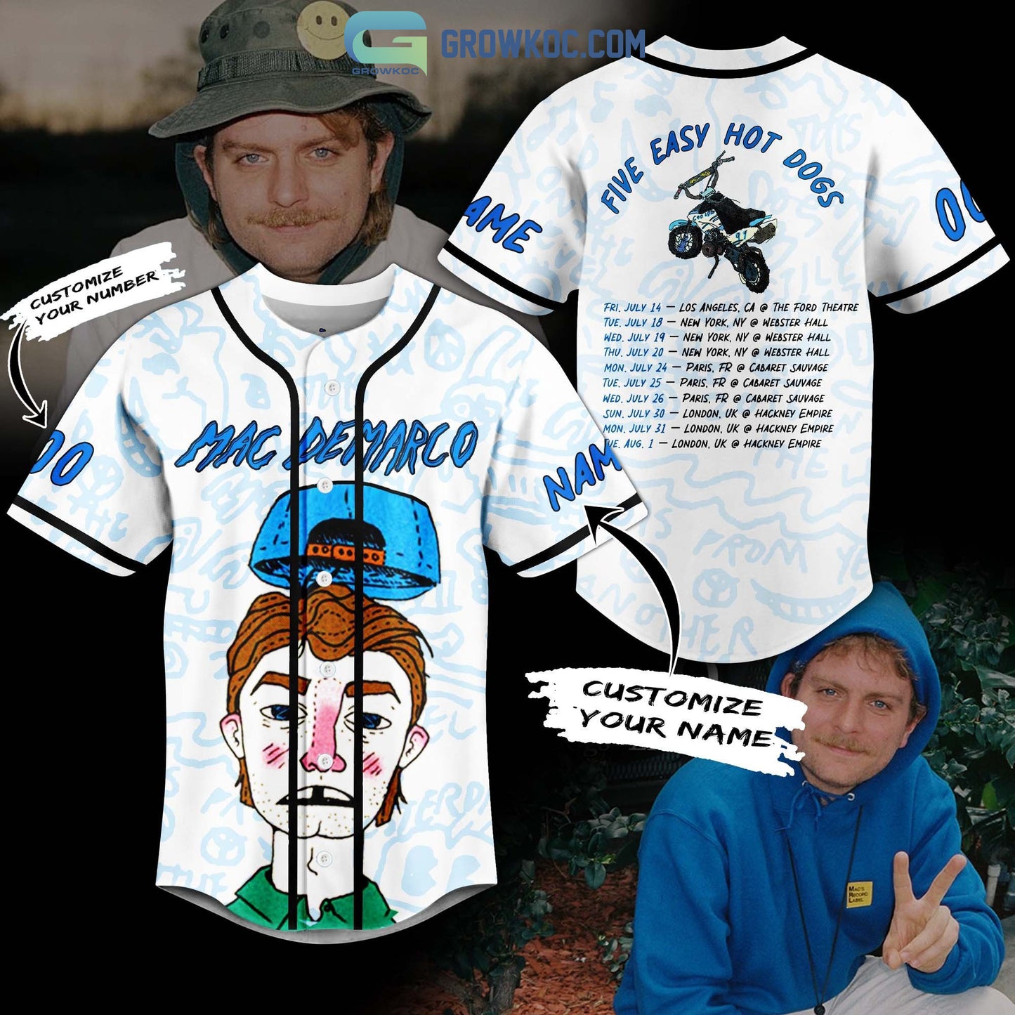 Mac Demarco Five Easy Hot Dogs Personalized Baseball Jersey