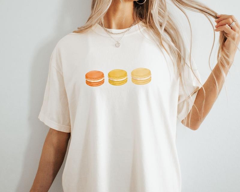 Macaron Sunset Shirt Cute Dessert Shirt French Aesthetic Foodie Shirt Cute Summer Tshirt Trending Graphic Tee Cute Tee...