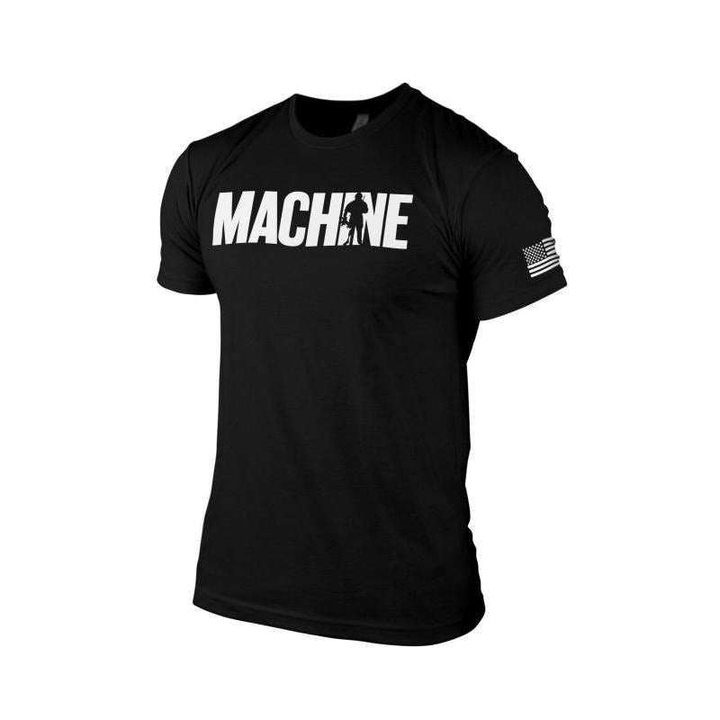 Machine Stamp Tee - Black Cotton Menswear Top Polyester Shirt Hoodie, Sweatshirt | WearSparks.com