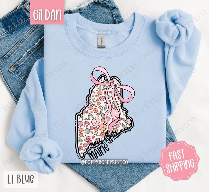 Maine Floral Sweatshirt, Cute Maine Sweatshirt, Maine State Sweatshirt T-Shirts, Hoodie | WearSparks.com