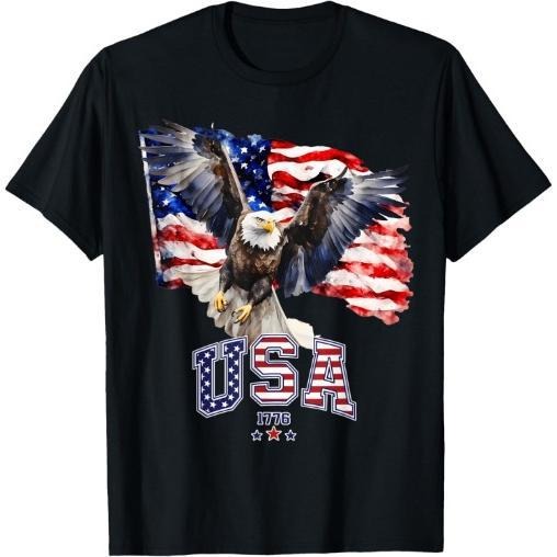 Majestic American Bald Eagle With Usa Flag 4Th Of July T-Shirt Made in USA Hoodie, Sweatshirt | WearSparks.com