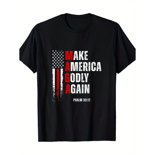 Make America Godly Again" Patriotic Christian T-Shirt for Men