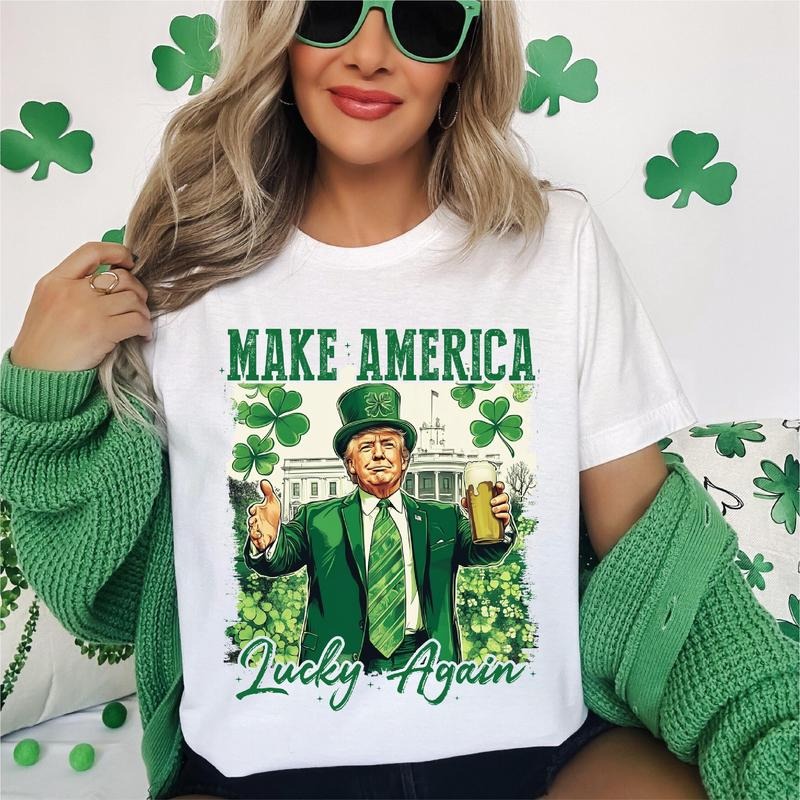 Make America Lucky Again Shirt Trump St Patricks Day Shirt Lucky Shamrock Tee Political Lucky Shirt Patriotic Irish Tee...