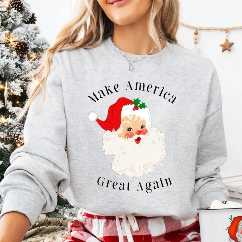 Make American Great Again Christmas Sweatshirt, Trump Christmas Sweatshirts, Election 2024, Donald Trump, Trump 2024,...