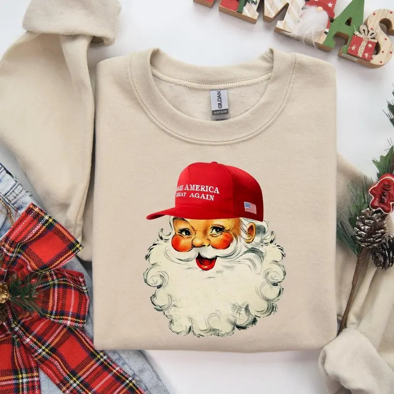 Make Christmas Great Again Trump Christmas Shirt, Trump Gifts, MAGA Santa Christmas Sweatshirt Gift For Republican Mom,...