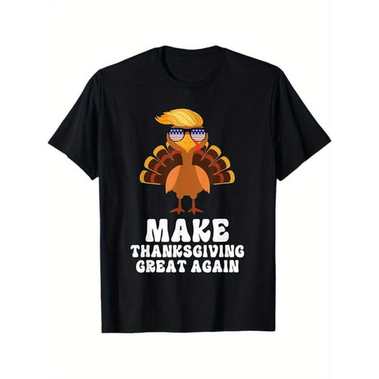 Make Thanksgiving Great Again" Trump Turkey Tee - Casual Cotton T-Shirt for Men & Women, Perfect for Holiday Gatherings,...