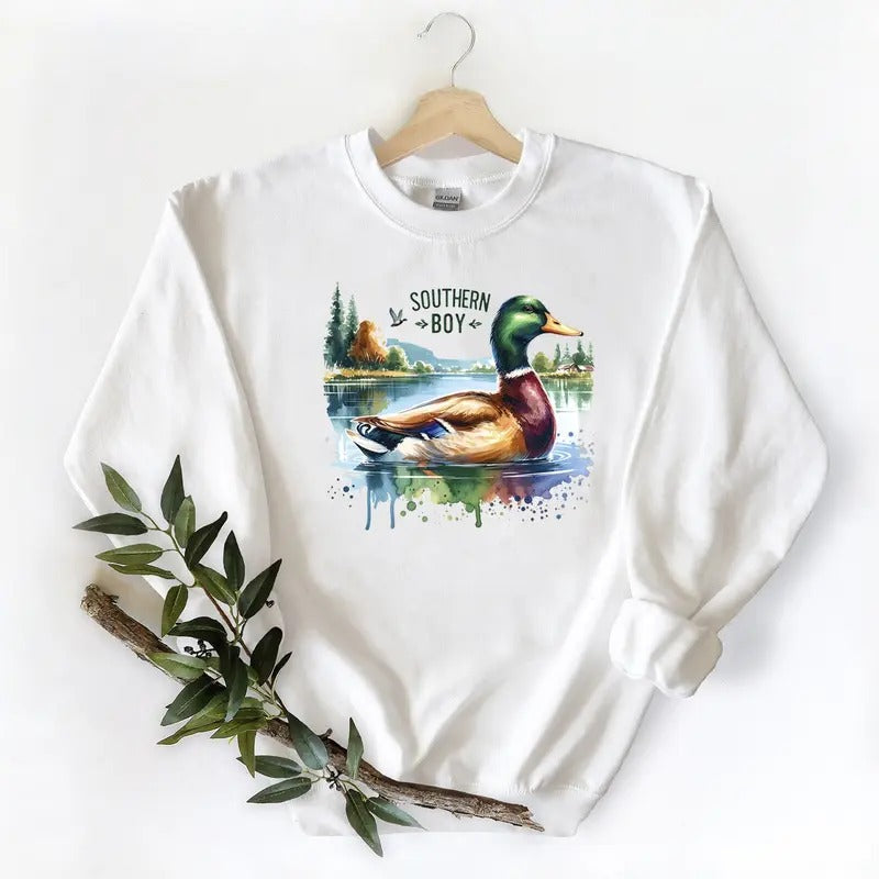 Mallard Duck Western Southern Boy Hunting Sweatshirt, hoodie, Tshirt Unisex Cotton Fabric | WearSparks.com