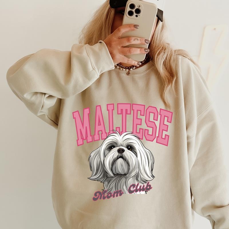 Maltese Mom Club Sweatshirt ~ Sweatshirt Unisex Apparel Relaxed Fit Printed in the USA Clothing Womenswear Casual and...