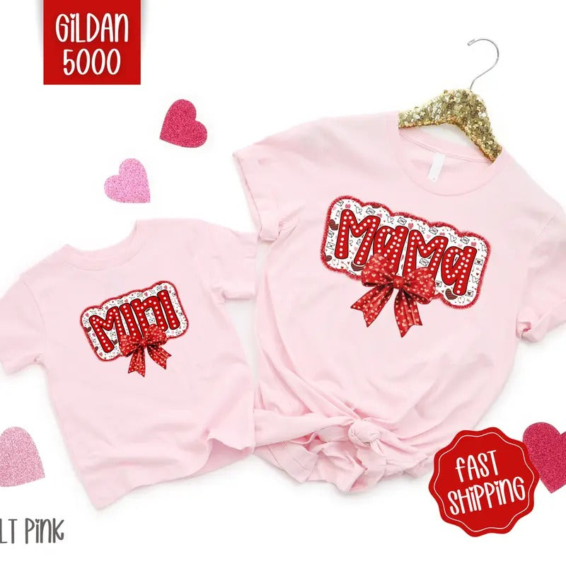 Mama & Mini Valentine Shirt Gildan, Mommy and Me Valentine's Day Women's Tee, Cute Mother Daughter Tshirt Plus Sizes...