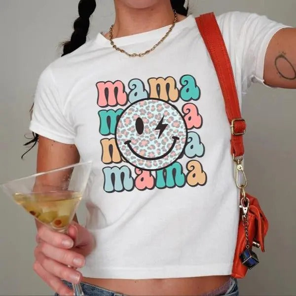 Mama Babytee, Smiley Face Mama Shirt, Mother's Day Shirt For Mom, Pregnancy Announcement Shirt, Mother's Day Baby tee...