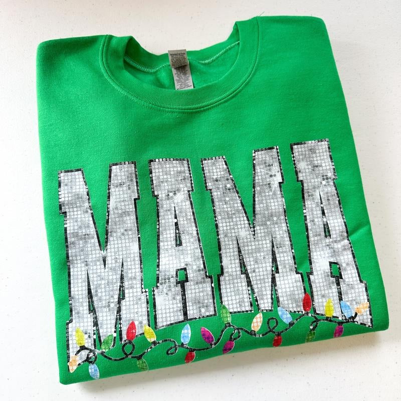 Mama Christmas Lights Gildan Sweatshirt T-Shirts, Hoodie | WearSparks.com
