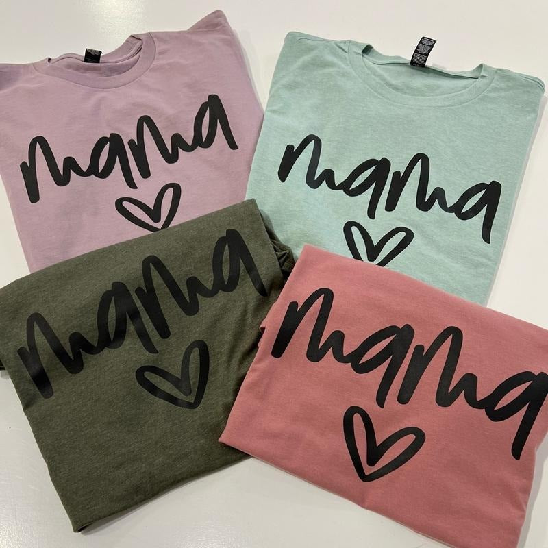 Mama Heart T-shirt Leopard Mama Tee Heart Retro Tshirt Mom Heart Tee Bolt Leopard T-shirt Mama Heart Tee Casual Comfort...
